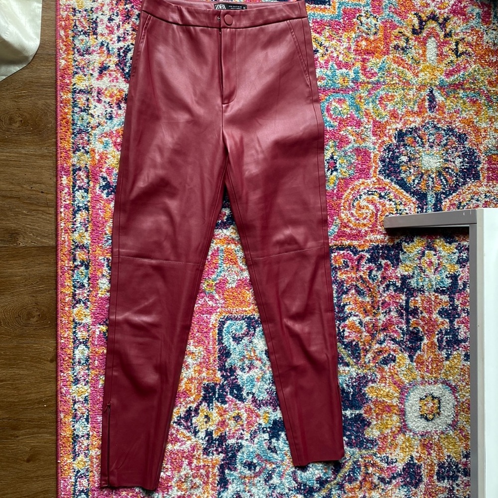 Red leather pants